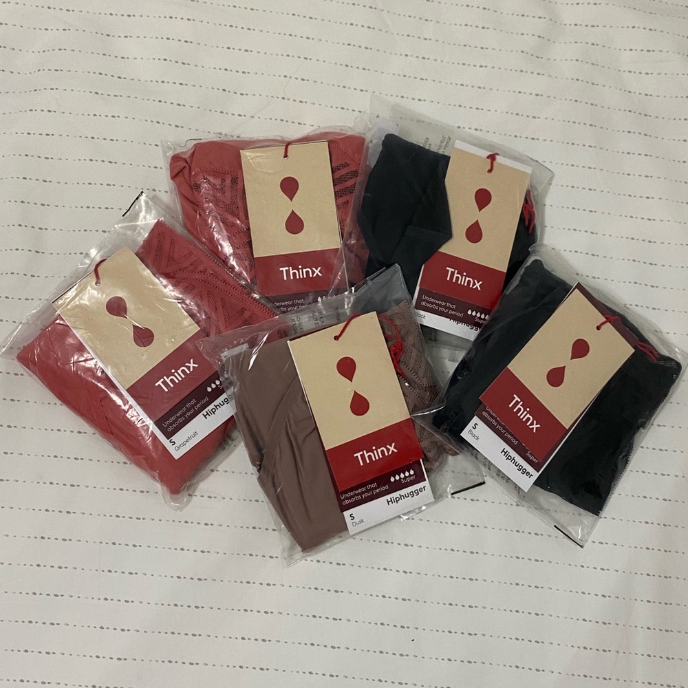 Set of 5 Thinx Super Hiphuggers in S